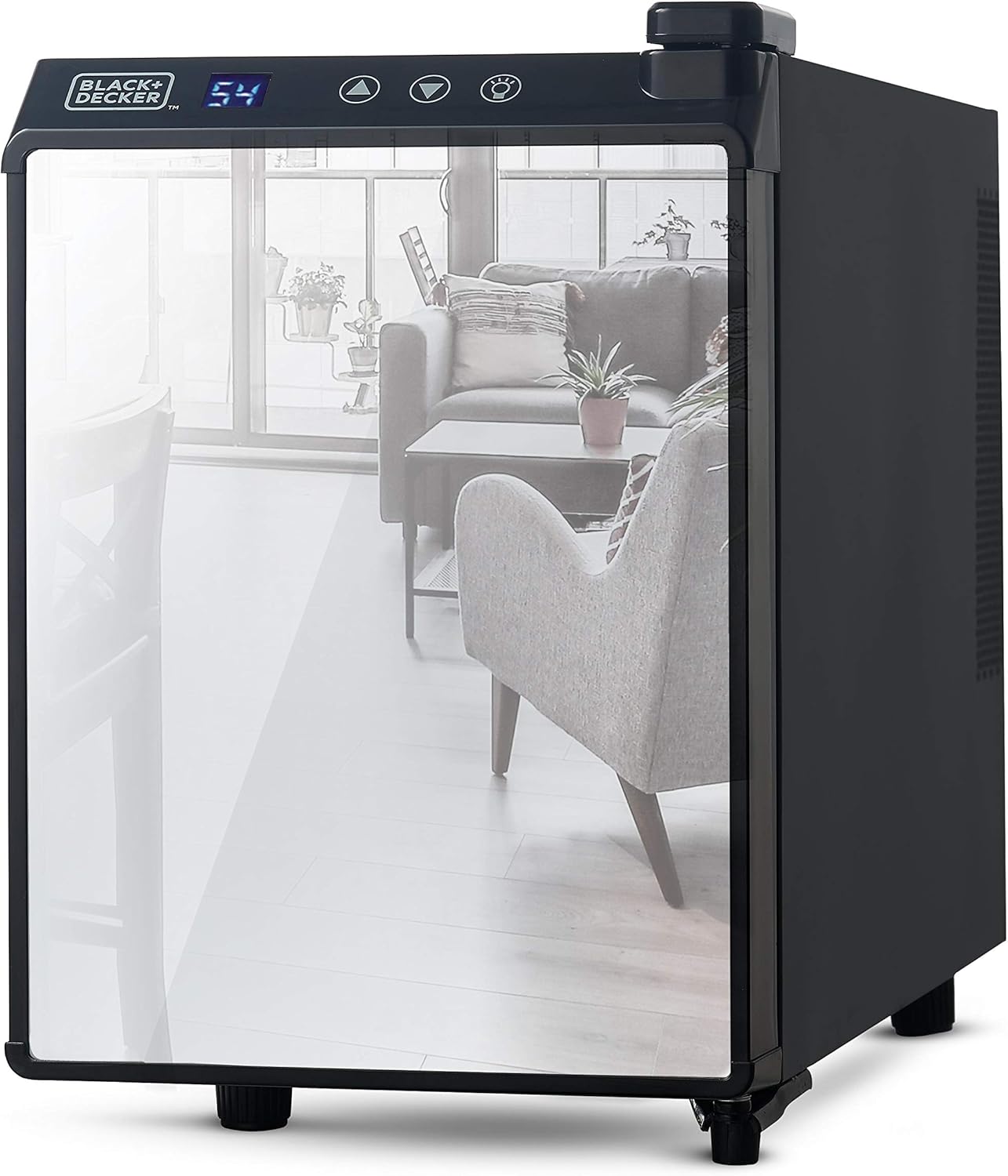 BLACK+DECKER Wine Fridge 12 Bottles, Thermoelectric Wine Cooler Refrigerator with Mirrored Front, Freestanding 12 Bottle Wine Fridge, BD60336