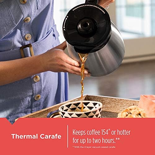 BLACK+DECKER 12 Cup Thermal Programmable Coffee Maker with Brew Strength and VORTEX Technology, Black/Steel