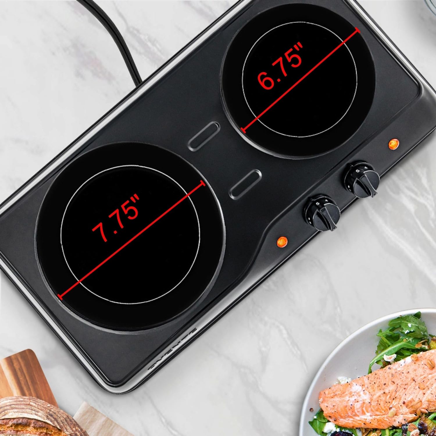 OVENTE Countertop Infrared Single Burner, 1000W Electric Hot Plate with 7” Ceramic Glass Cooktop, 5 Level Temperature Setting & Easy to Clean Base, Compact Stove for Home Dorm Office, Silver BGI101S