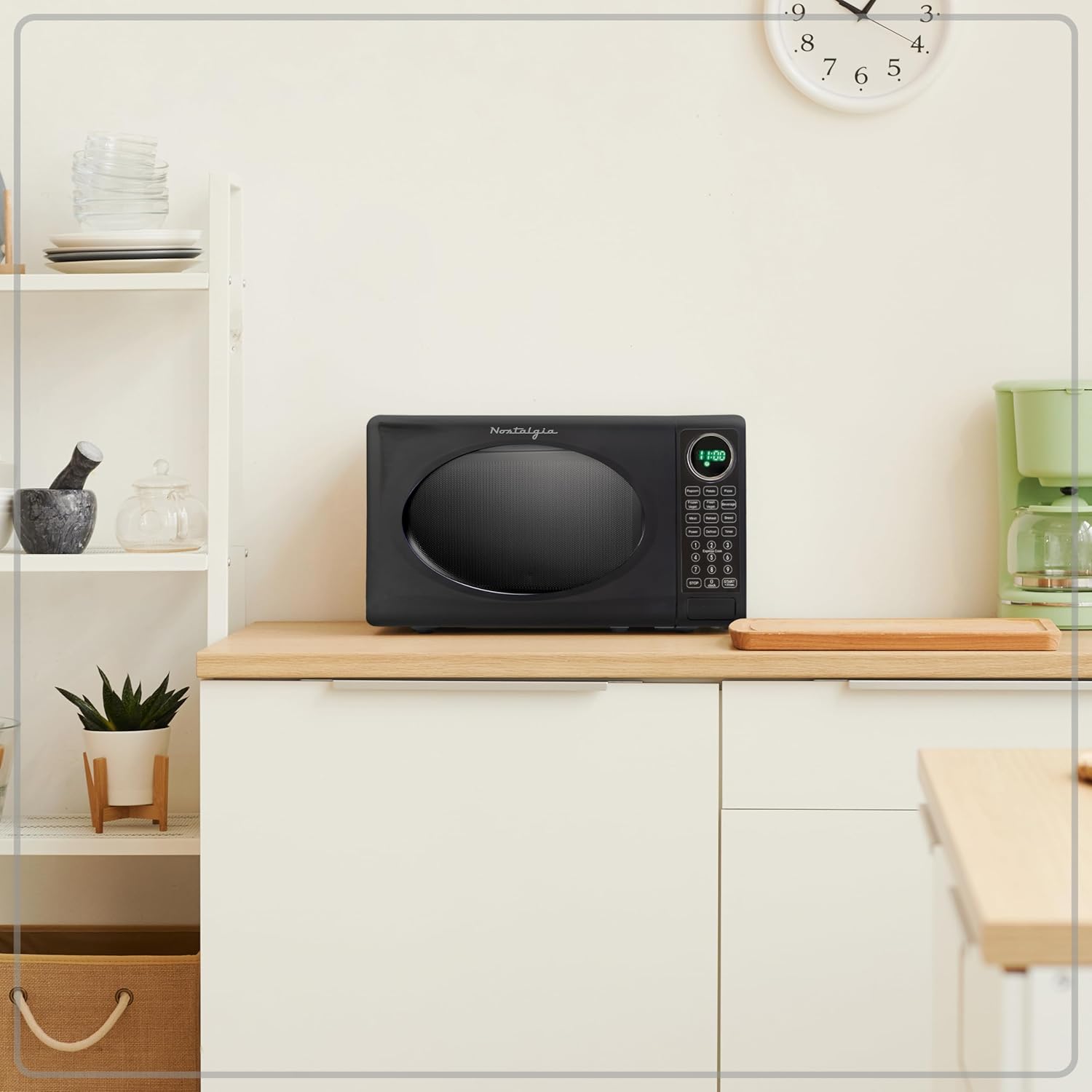 Nostalgia Retro Compact Countertop Microwave Oven - 0.7 Cu. Ft. - 700-Watts with LED Digital Display - Child Lock - Easy Clean Interior - Aqua