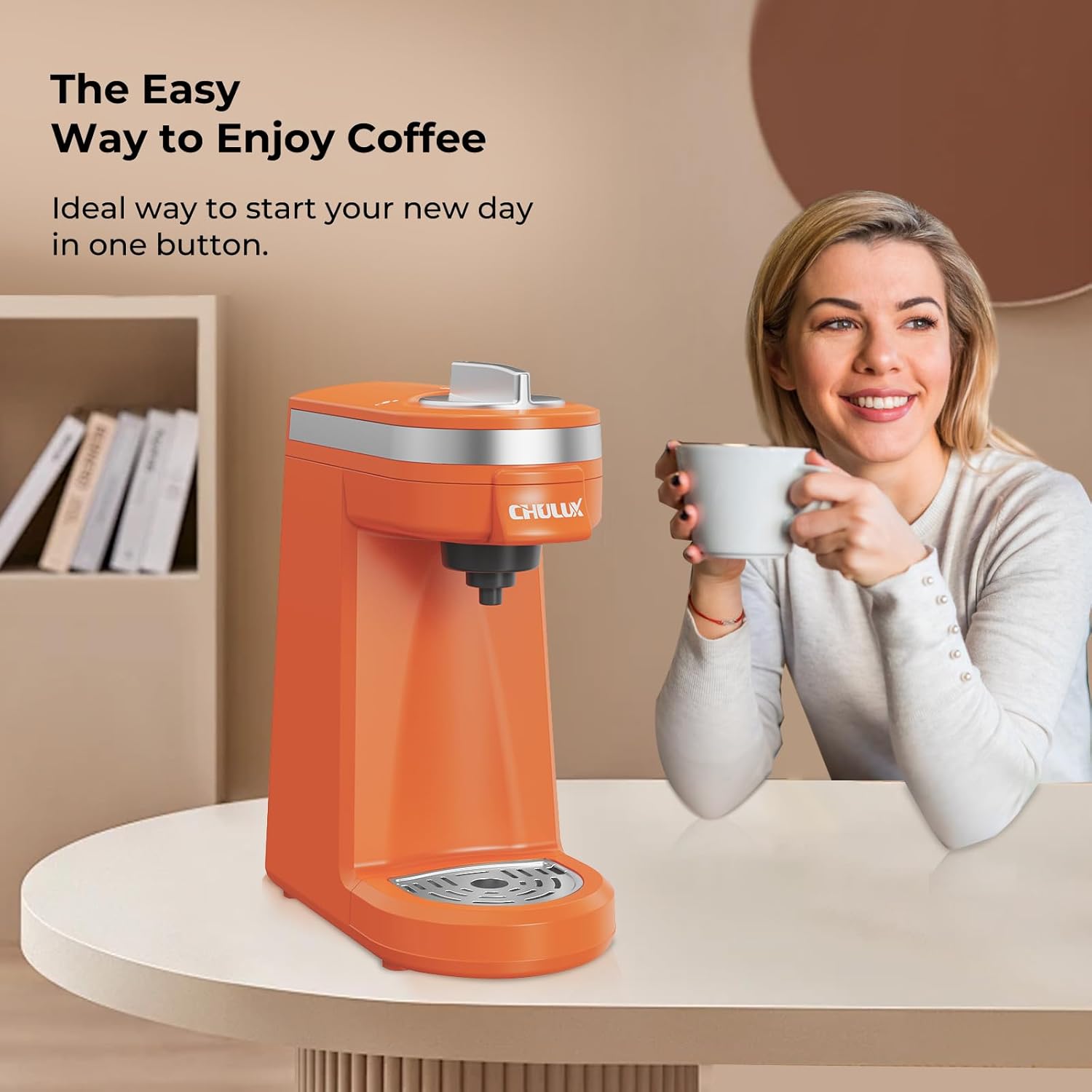 CHULUX Single Serve Coffee Maker for K Capsule and Ground Coffee, Single Cup Coffee Machine, Black