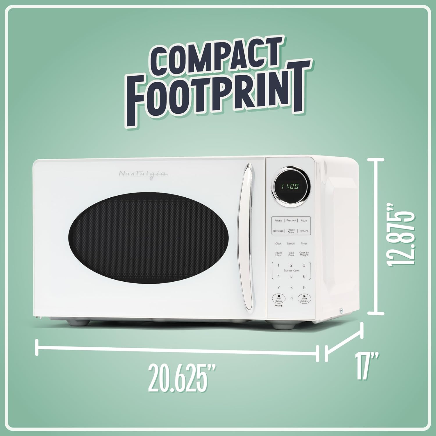 Nostalgia Retro Compact Countertop Microwave Oven - 0.7 Cu. Ft. - 700-Watts with LED Digital Display - Child Lock - Easy Clean Interior - Aqua