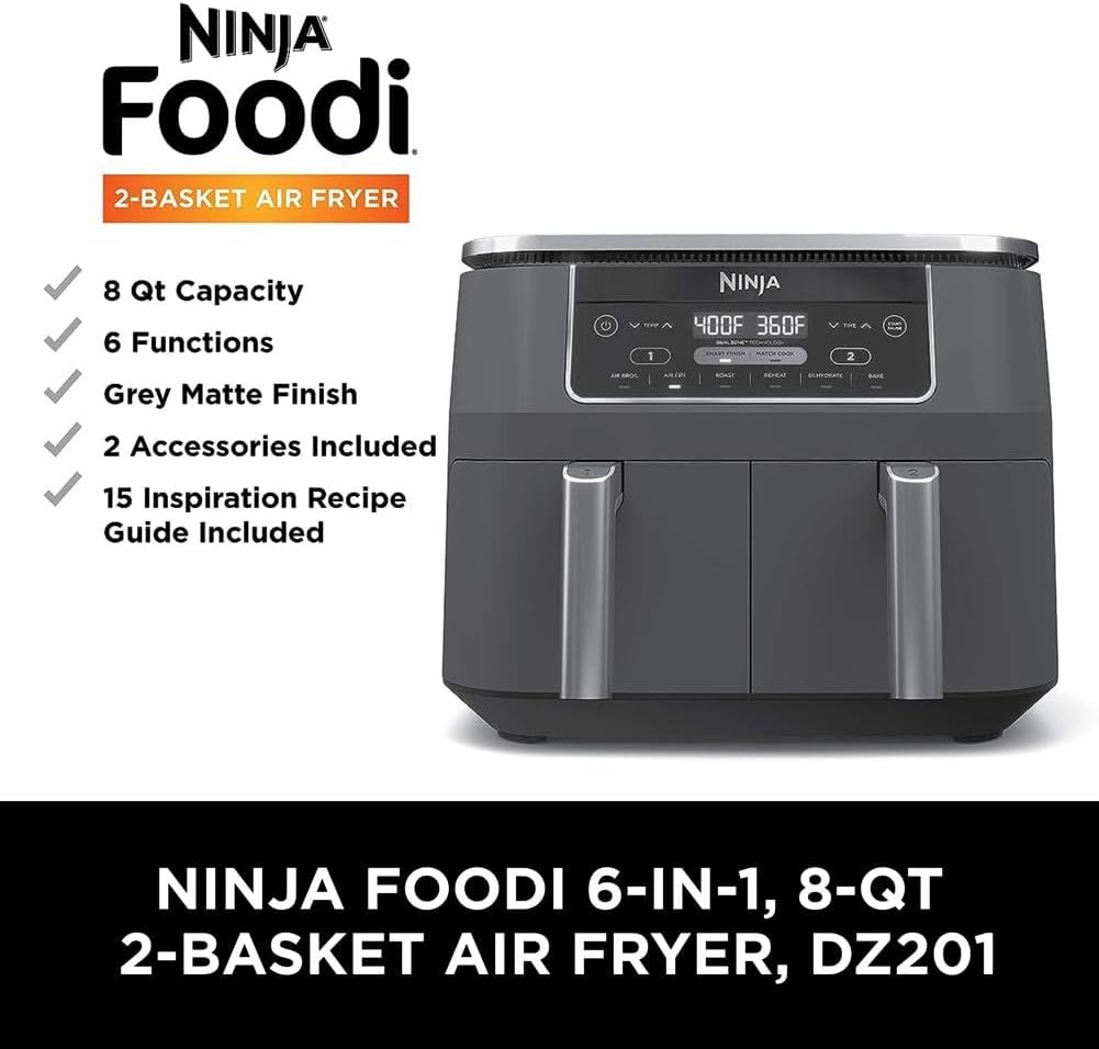 Ninja Air Fryer, Thermometer, Roast, Bake, Air Fry, Crisps, Broil, Reheats, Keep Warm, 10-in-1, Fries, Frozen Food, Veggies, and Meat, Quick Meals, Healthy Meals, Less Oil
