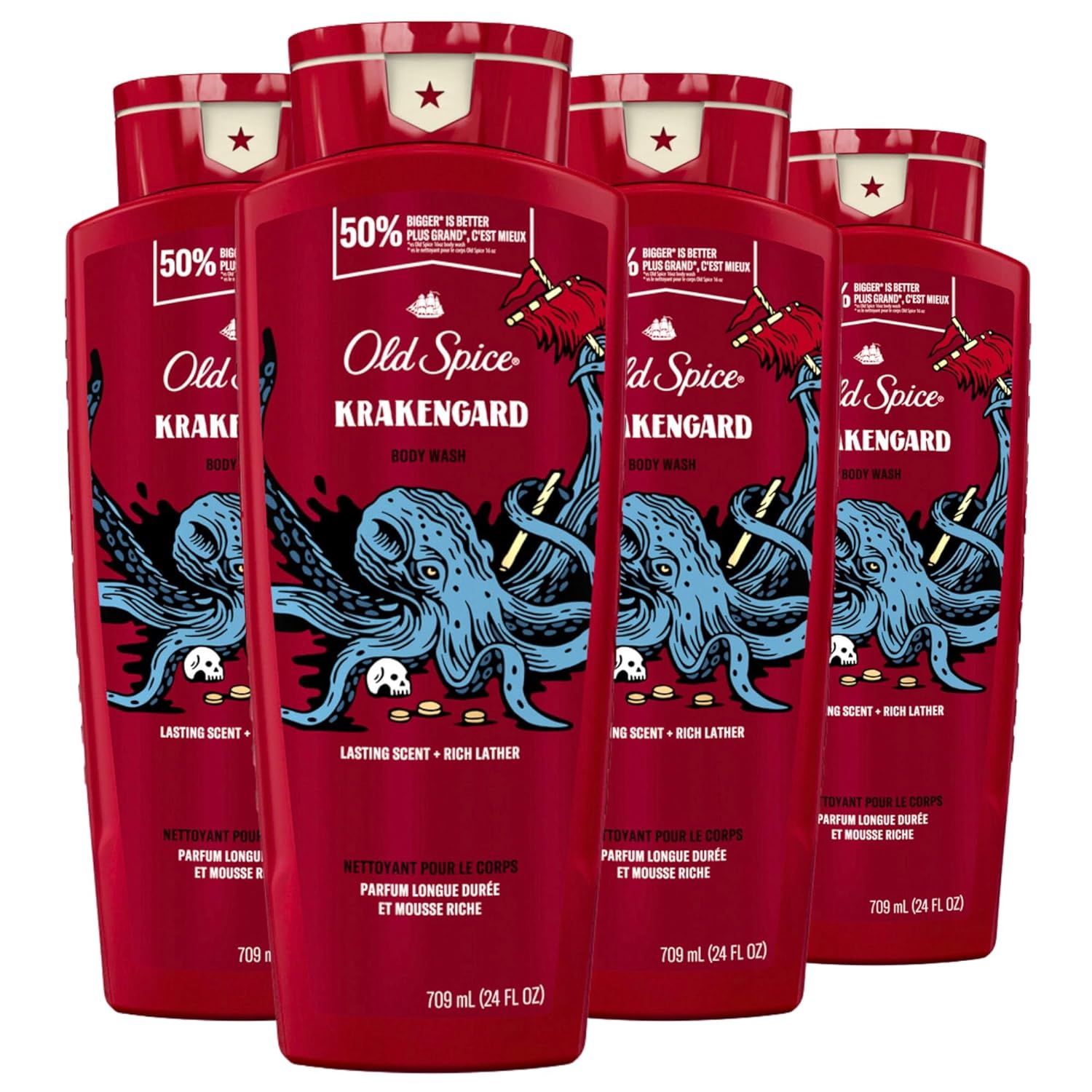 Old Spice Body Wash for Men, 24/7 Shower Fresh with Lasting Scent, Red Collection, Swagger with Cedarwood Scent, 24 fl oz (Pack of 2)