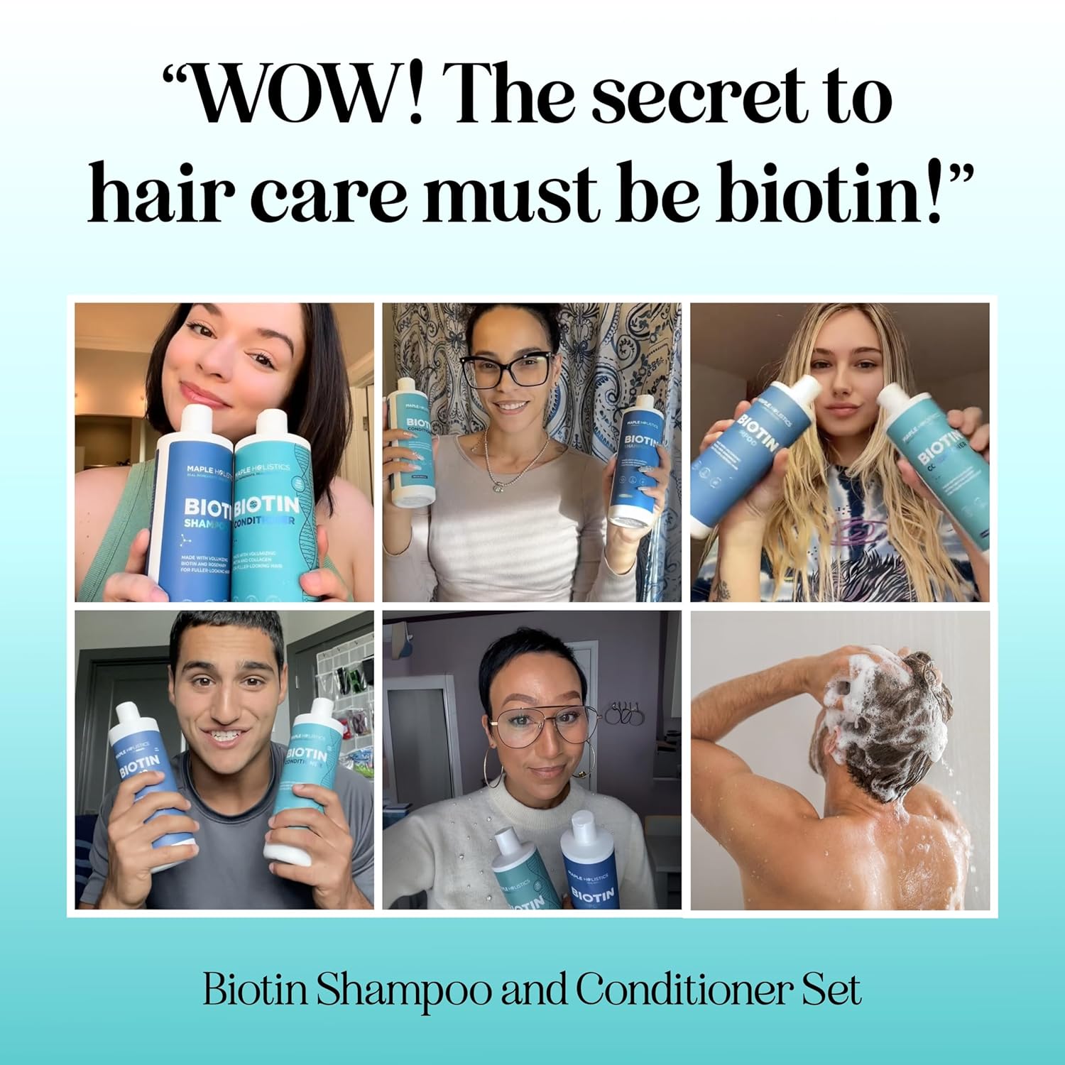 Volumizing Biotin Shampoo and Conditioner Set - Sulfate Free Shampoo and Conditioner for Dry Damaged Hair Care - Thinning Hair Shampoo and Conditioner with Nourishing Biotin and Rosemary Oil (8oz)