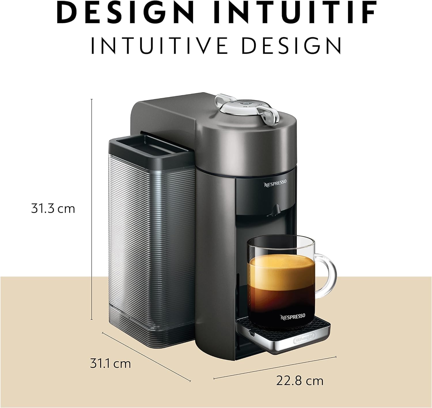 Nespresso Vertuo Coffee and Espresso Maker,1597 ml, by De'Longhi, Graphite Metal