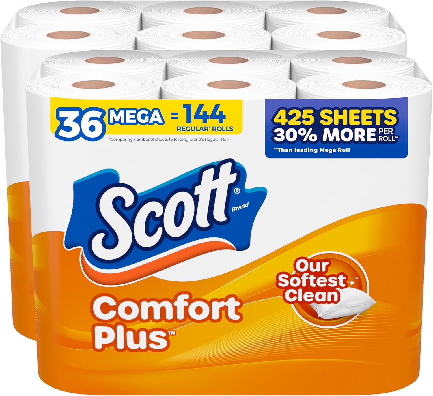 Scott ComfortPlus Toilet Paper, 12 Double Rolls, 231 Sheets per Roll, Septic-Safe, 1-Ply Toilet Tissue