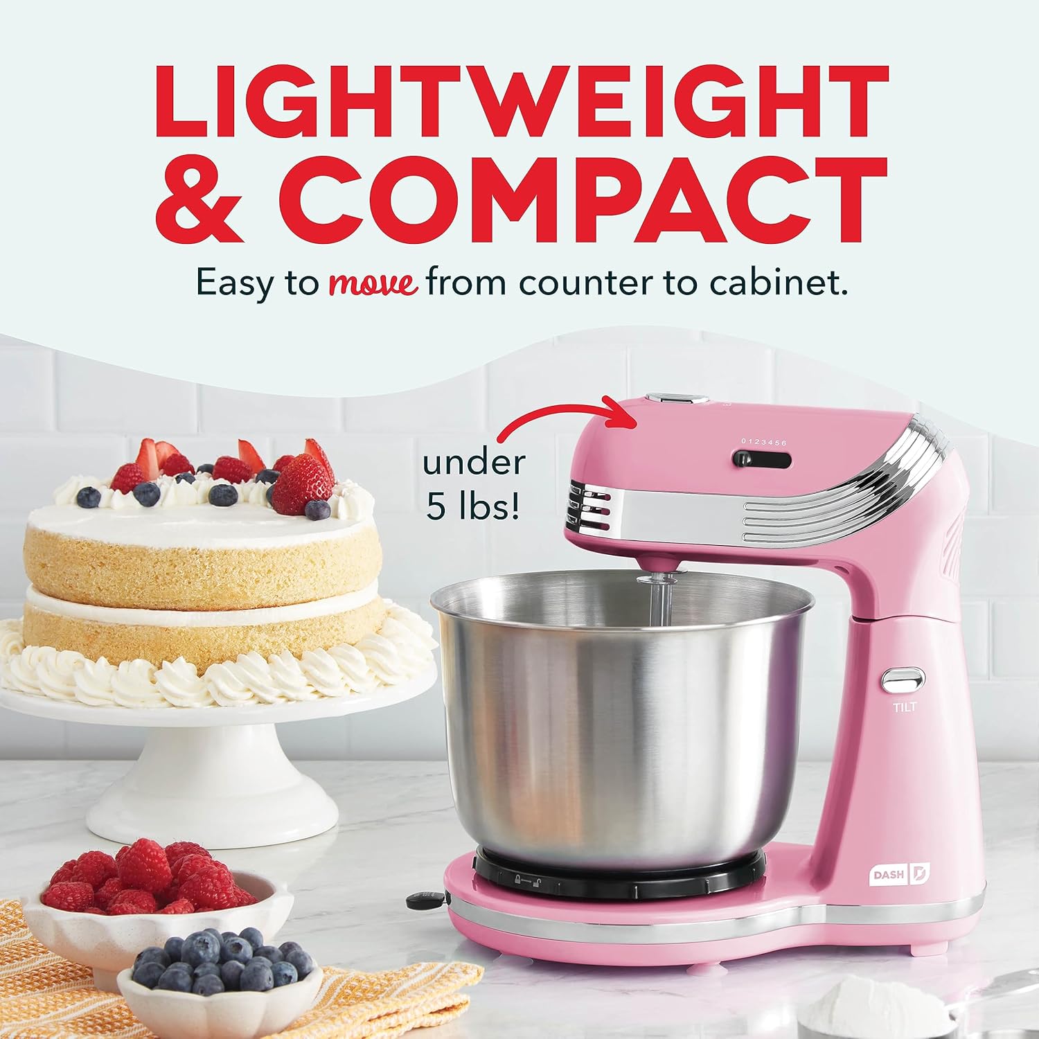 Dash Stand Mixer (Electric Mixer for Everyday Use): 6 Speed Stand Mixer with 3 Quart Stainless Steel Mixing Bowl, Dough Hooks & Mixer Beaters for Dressings, Frosting, Meringues & More - Aqua