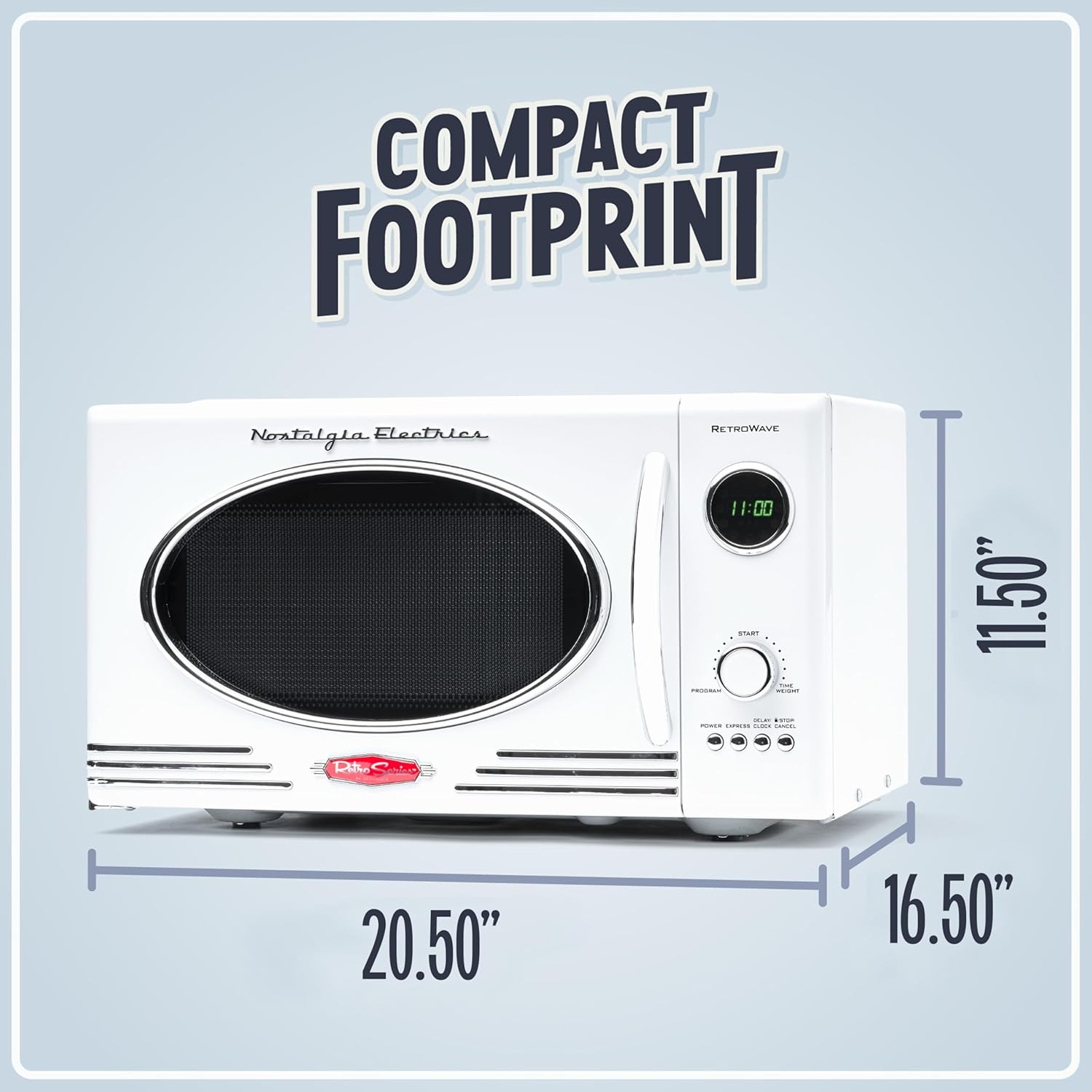 Nostalgia Retro Compact Countertop Microwave Oven - 0.7 Cu. Ft. - 700-Watts with LED Digital Display - Child Lock - Easy Clean Interior - Aqua