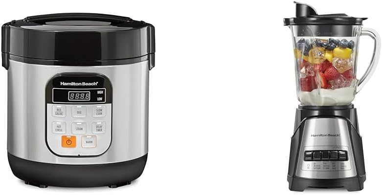 Hamilton Beach Digital Programmable Rice Cooker & Food Steamer, 8 Cups Cooked (4 Uncooked), With Steam & Rinse Basket, Stainless Steel (37518)