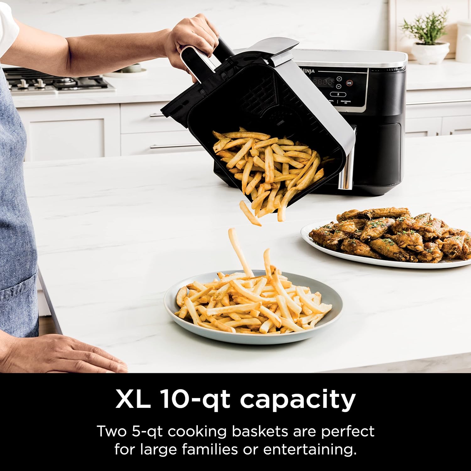 Ninja Air Fryer, Thermometer, Roast, Bake, Air Fry, Crisps, Broil, Reheats, Keep Warm, 10-in-1, Fries, Frozen Food, Veggies, and Meat, Quick Meals, Healthy Meals, Less Oil