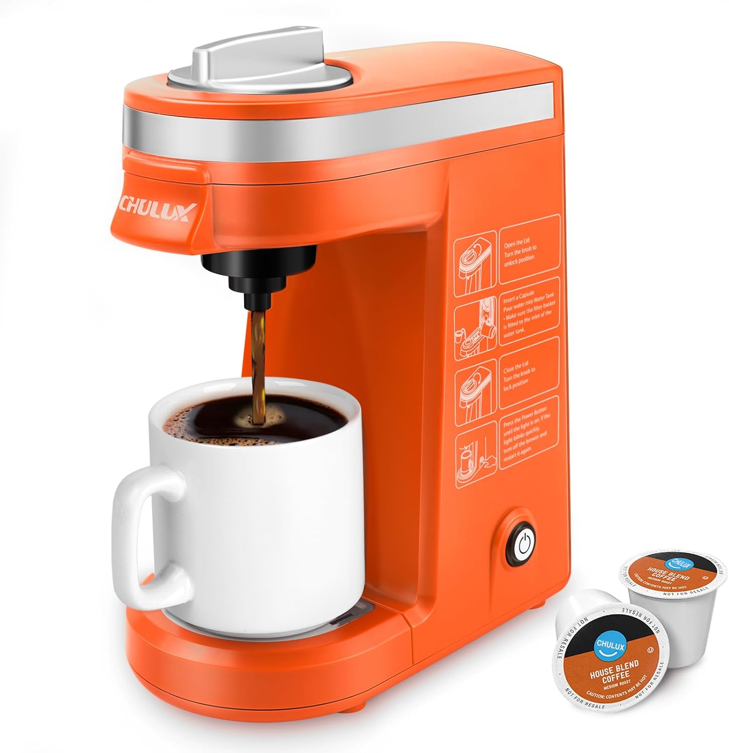 CHULUX Single Serve Coffee Maker for K Capsule and Ground Coffee, Single Cup Coffee Machine, Black
