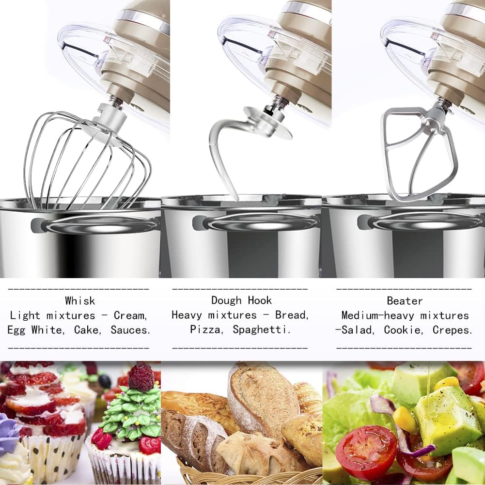 Aucma Stand Mixer,6.5-QT 660W 6-Speed Tilt-Head Food Mixer, Kitchen Electric Mixer with Dough Hook, Wire Whip & Beater (6.5QT, Black)