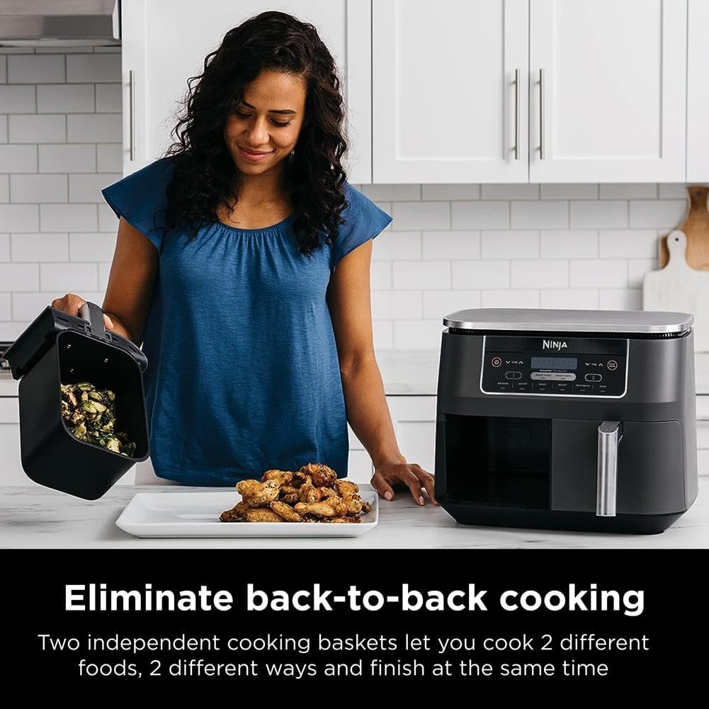 Ninja Air Fryer, Thermometer, Roast, Bake, Air Fry, Crisps, Broil, Reheats, Keep Warm, 10-in-1, Fries, Frozen Food, Veggies, and Meat, Quick Meals, Healthy Meals, Less Oil