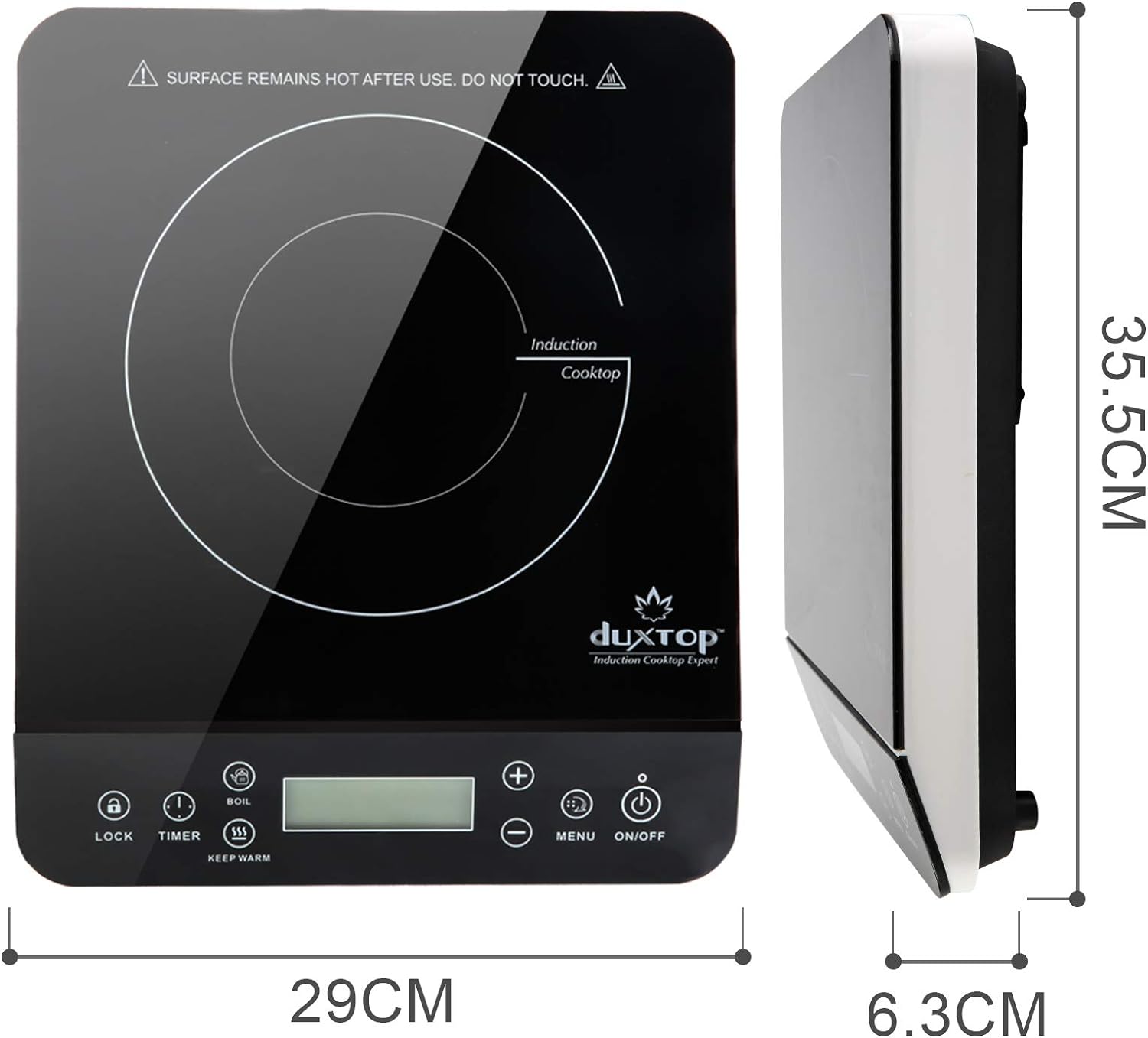 Duxtop Portable Induction Cooktop, Countertop Burner Induction Hot Plate with LCD Sensor Touch 1800 Watts, Silver 9600LS/BT-200DZ