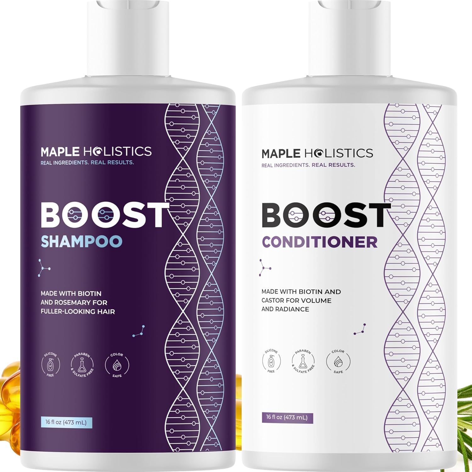 Volumizing Biotin Shampoo and Conditioner Set - Sulfate Free Shampoo and Conditioner for Dry Damaged Hair Care - Thinning Hair Shampoo and Conditioner with Nourishing Biotin and Rosemary Oil (8oz)