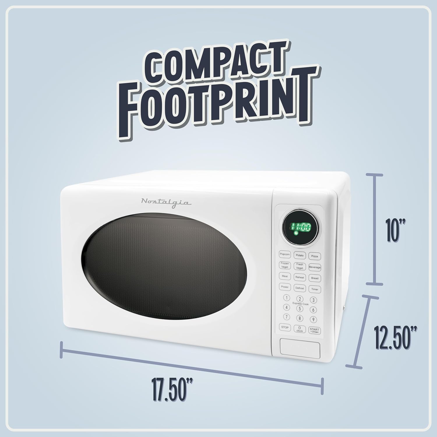 Nostalgia Retro Compact Countertop Microwave Oven - 0.7 Cu. Ft. - 700-Watts with LED Digital Display - Child Lock - Easy Clean Interior - Aqua