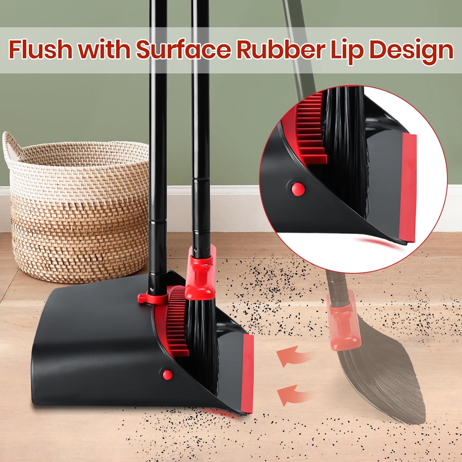 TreeLen Broom and Dustpan Set with 52