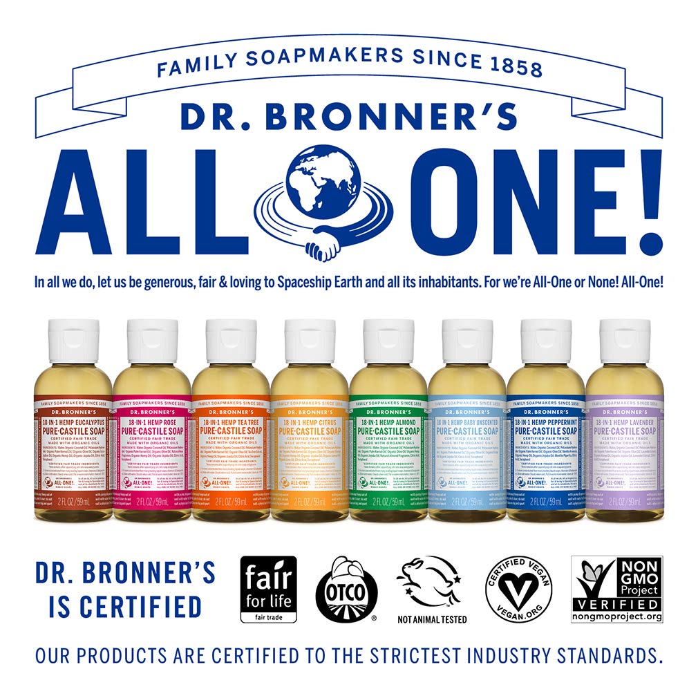 Dr. Bronner's - Pure-Castile Liquid Soap (Baby Unscented, 8 Ounce) - Made with Organic Oils, 18-in-1 Uses: Face, Hair, Laundry, Dishes, For Sensitive Skin, Babies, No Added Fragrance, Vegan, Non-GMO