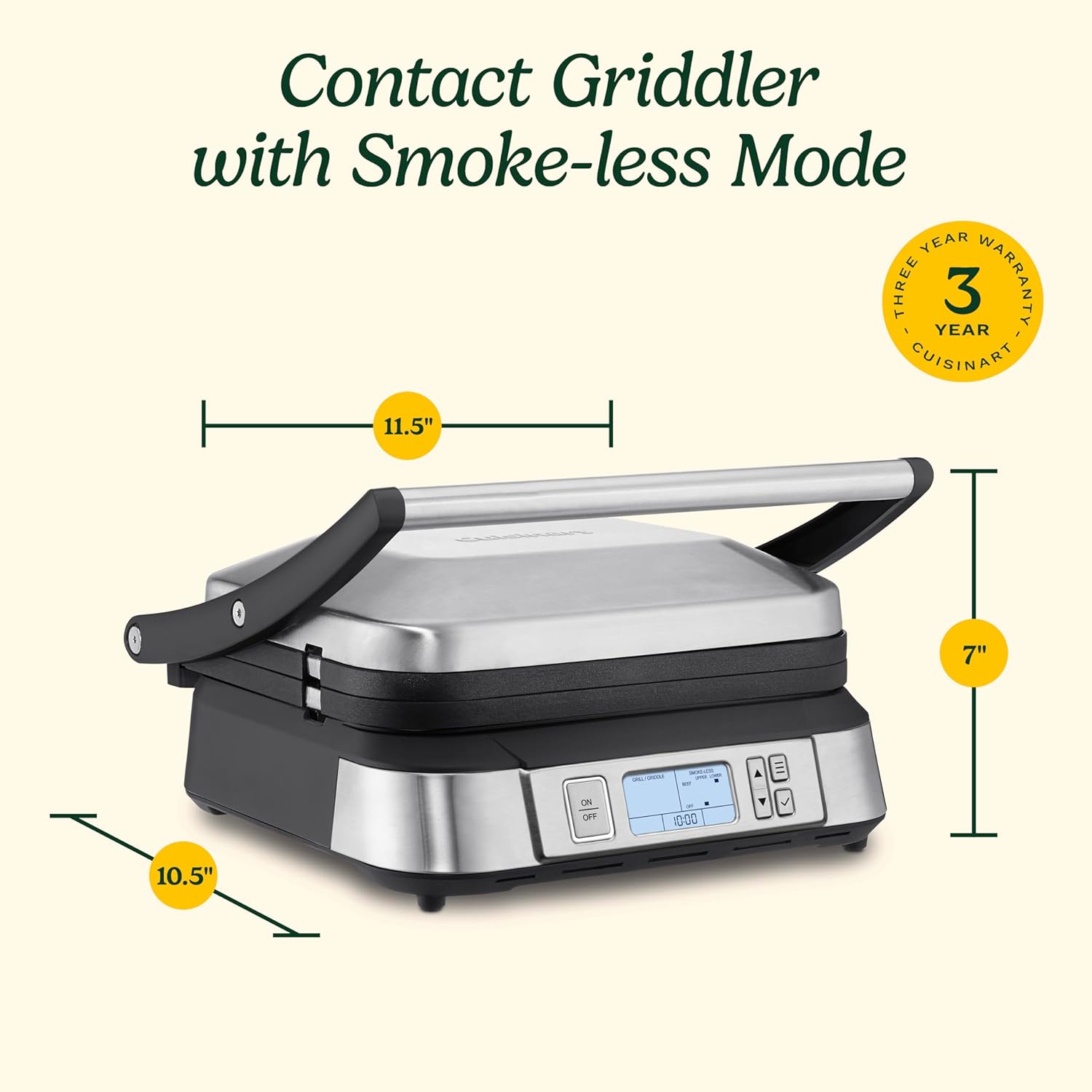 Cuisinart Panini Press, Stainless Steel Griddler, Sandwich Maker & More, 5-IN-1, GR-4NP1