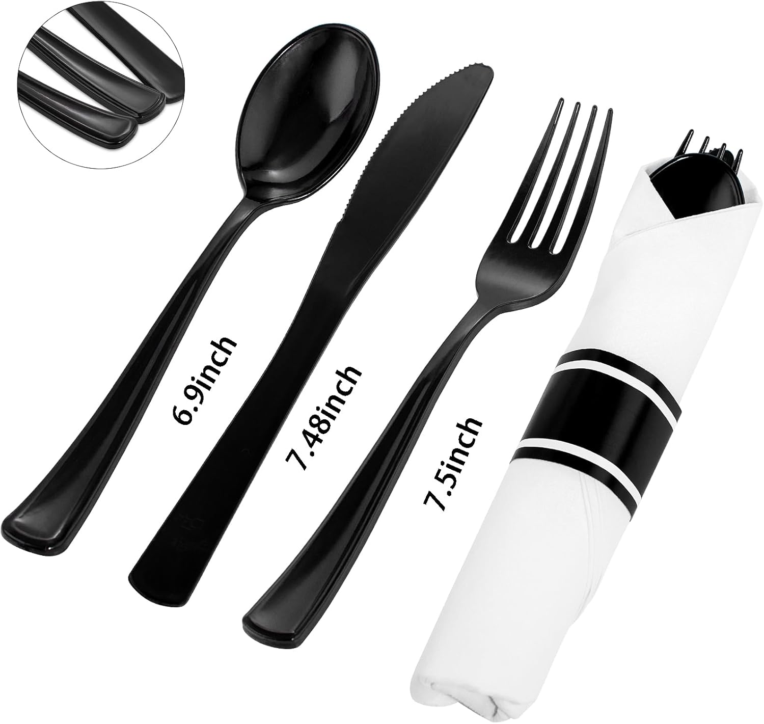 Supernal 60 Pack Pre Rolled Napkins with Gold Plastic Silverware, Premium Disposable Gold Wrapped Cutlery Set Includes: 60 Forks 60 Knives 60 Spoons 60 Napkin for Party