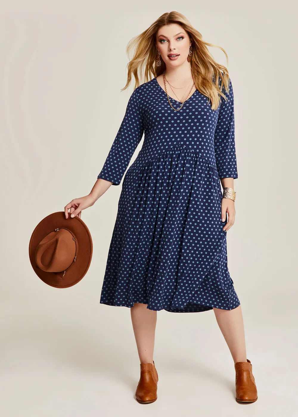 Spot V-neck Luna Dress