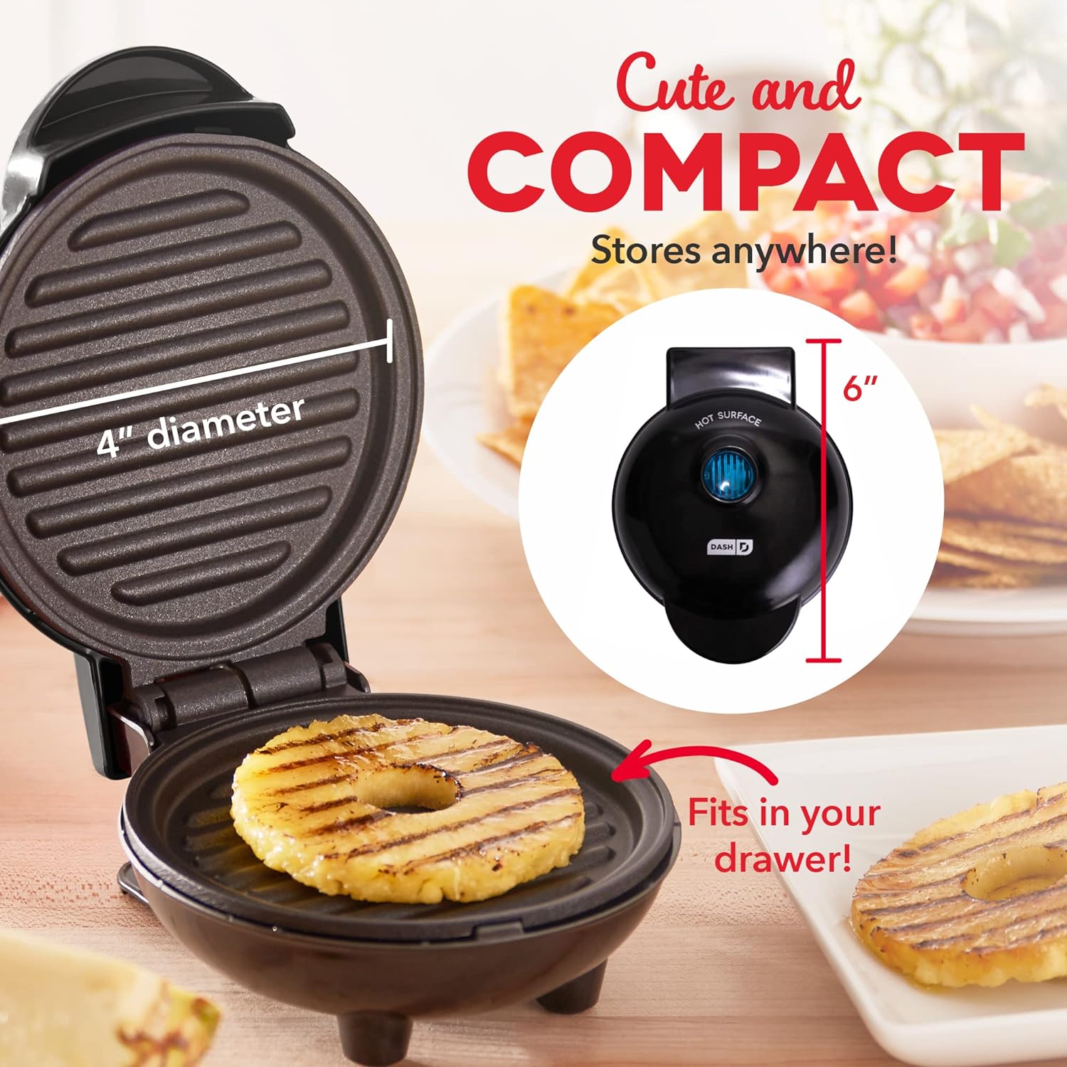 Dash Mini Maker Portable Grill Machine + Panini Press for Gourmet Burgers, Sandwiches, Chicken + Other On the Go Breakfast, Lunch, or Snacks with Recipe Guide - Aqua