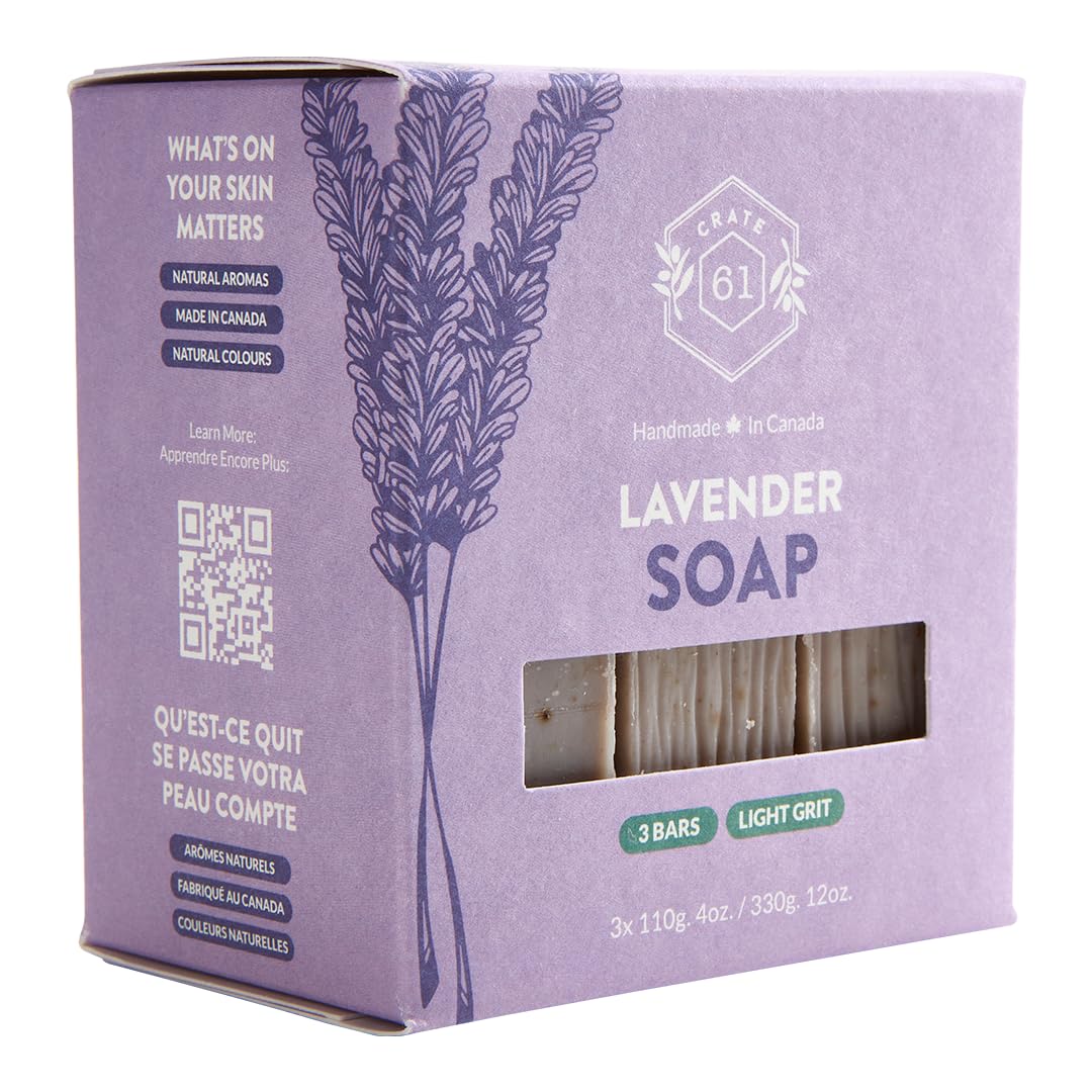 Handmade Vegan Natural Bar Soap Cold Pressed For Face And Body, With Premium Essential Oils, Eucalyptus & Peppermint For Men And Women 3 Pack (Lavender)