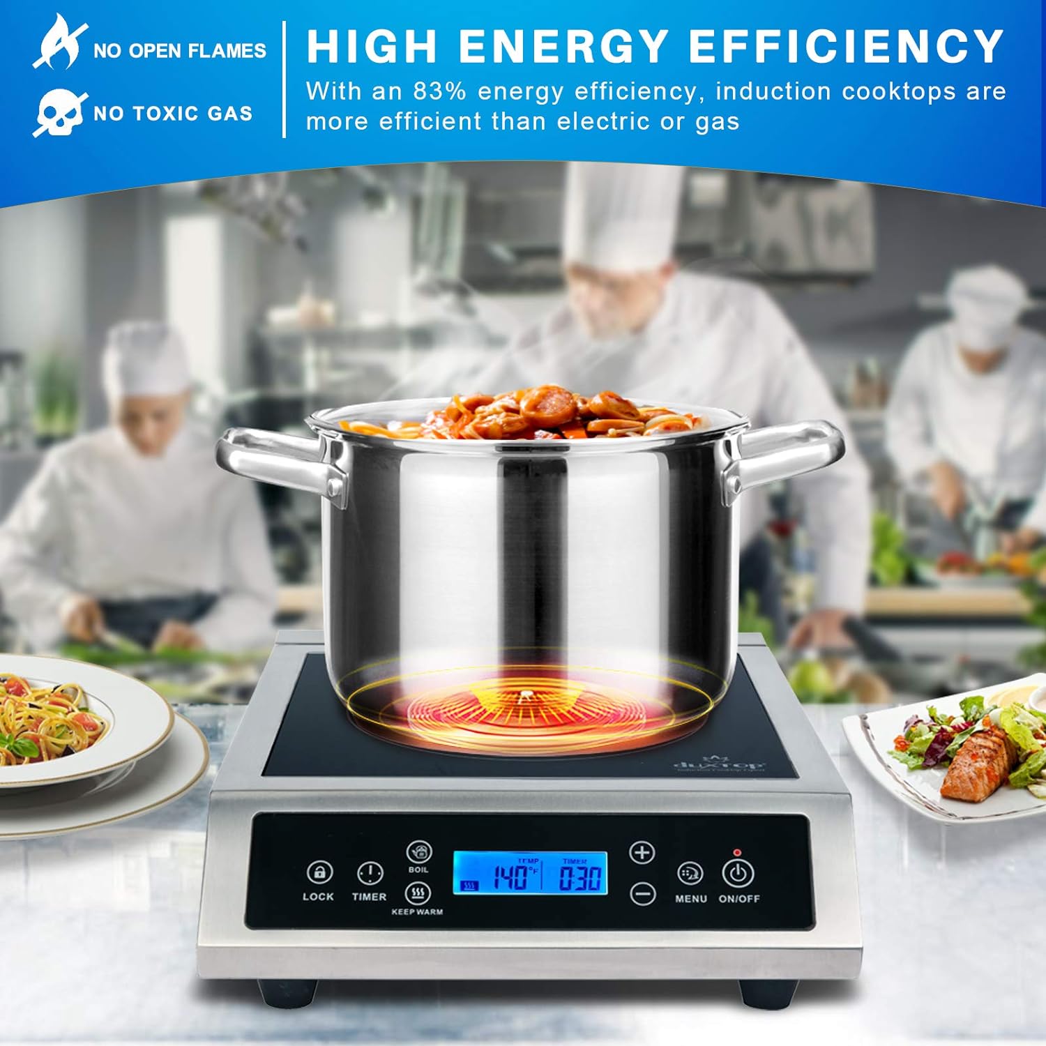 Duxtop Portable Induction Cooktop, Countertop Burner Induction Hot Plate with LCD Sensor Touch 1800 Watts, Silver 9600LS/BT-200DZ