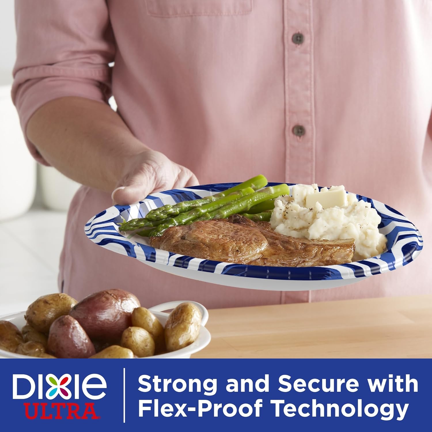 Dixie Ultra Plates, 100 Count (Pack of 1), White/Indigo