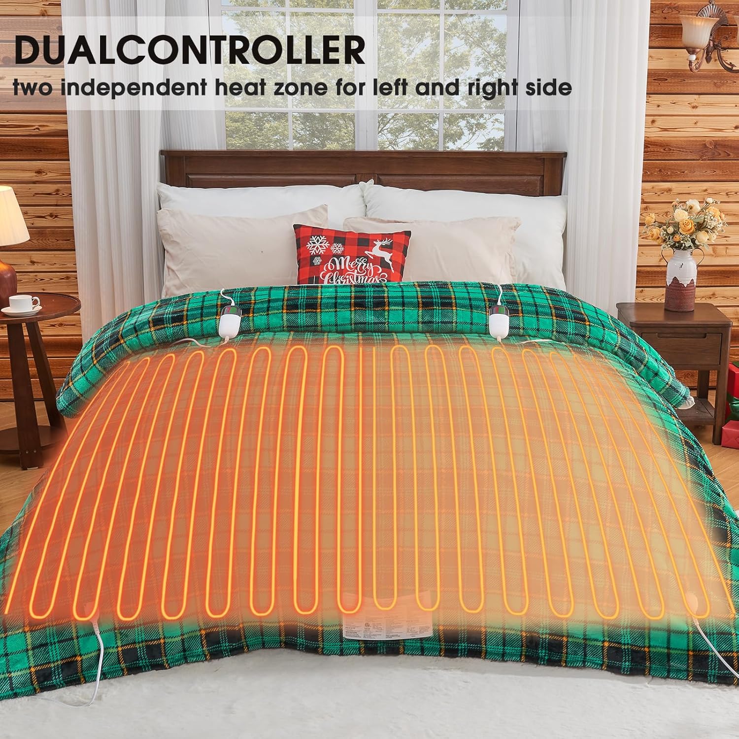 Heated Blanket Electric Throw, 50X60, Heating Throw with 10 Heating Levels/8 Hours Auto Off, Navy Blue Plaid Checkered Sherpa Blanket Warmer for Adults, Washable Blanket Gift for Couch Bed Office, ETL