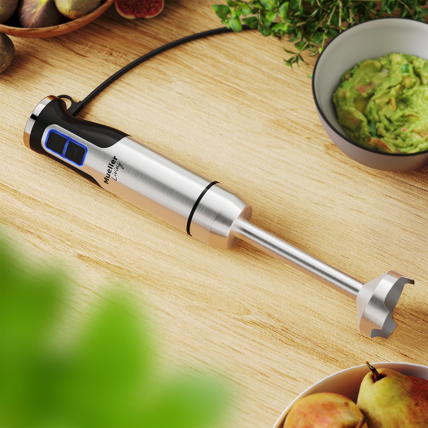 Mueller Immersion Blender Handheld - 8 Speed Stainless Steel Electric Hand Blender, 3 in 1 Emulsion Blender Handheld with Turbo Mode, Stick Blender Emulsifier for Kitchen for Soup, Smoothie, Puree