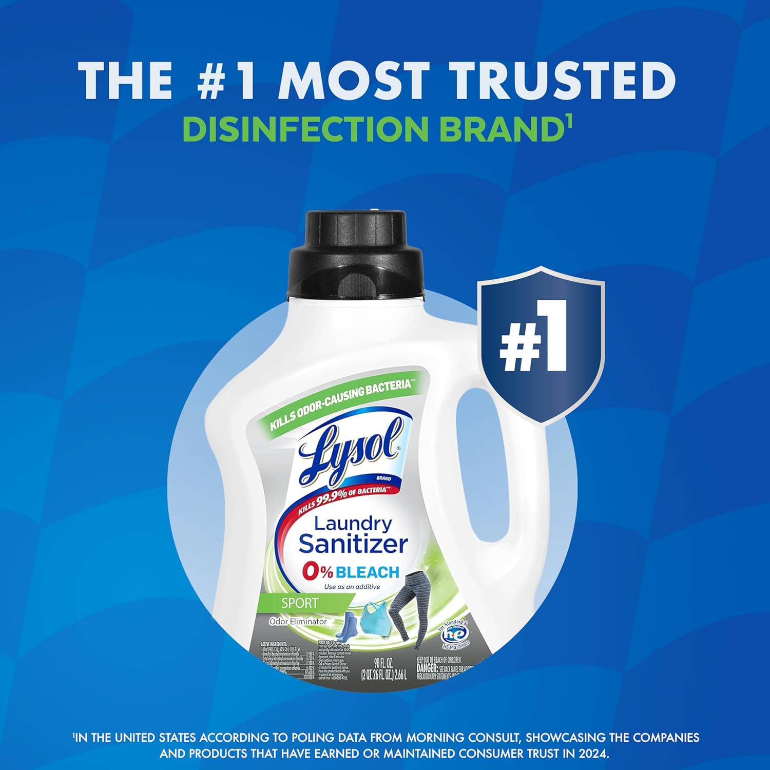Lysol Sport Laundry Sanitizer Additive, Sanitizing Liquid for Gym Clothes and Activewear, Eliminates Odor Causing Bacteria, 90oz