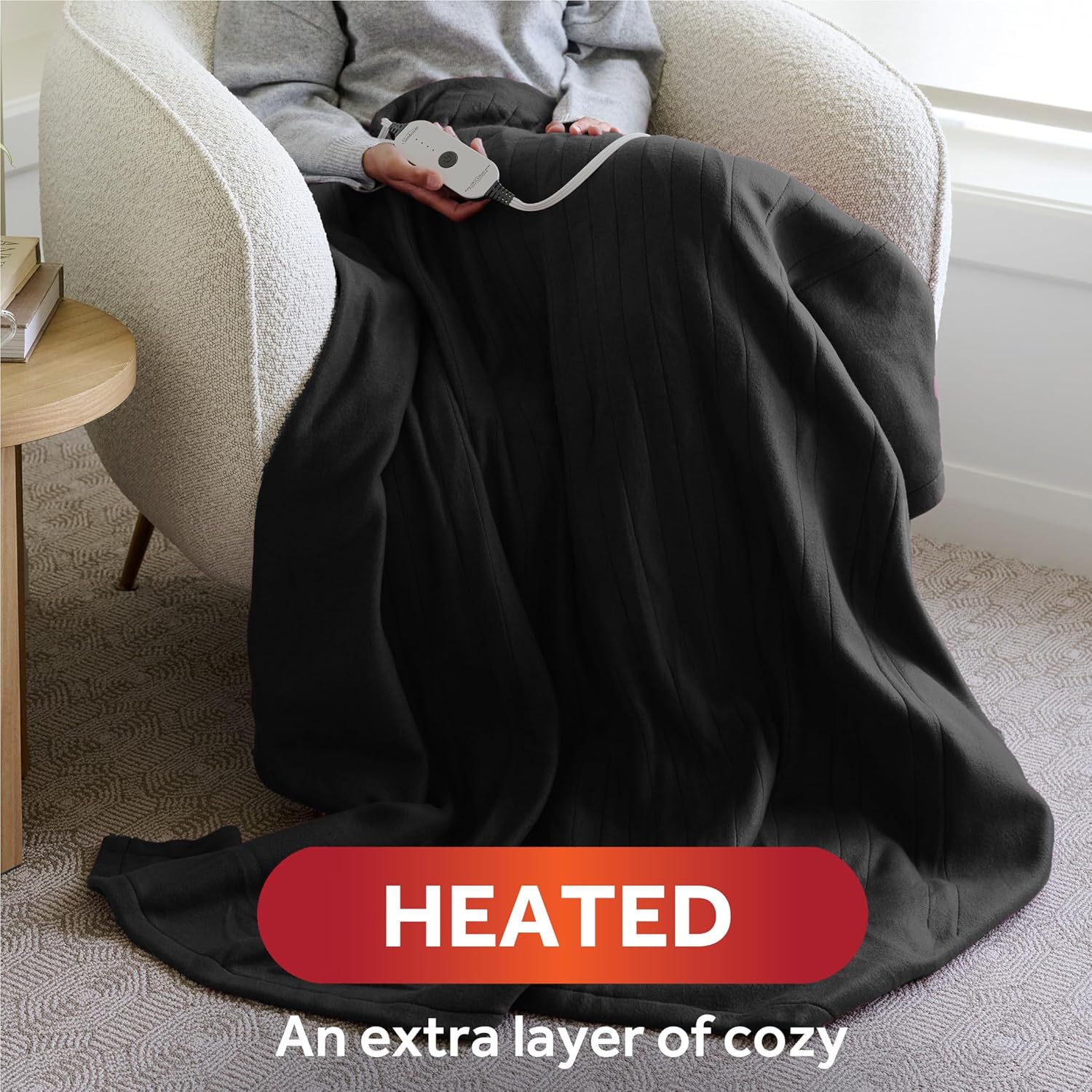 Sunbeam Royal Ultra Rodeen Blue Plaid Heated Personal Throw / Blanket, Cozy-Warm, Adjustable Heat Settings
