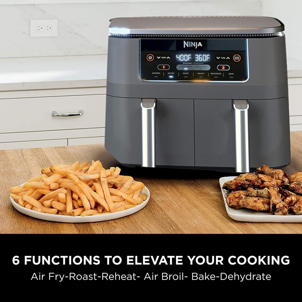 Ninja Air Fryer, Thermometer, Roast, Bake, Air Fry, Crisps, Broil, Reheats, Keep Warm, 10-in-1, Fries, Frozen Food, Veggies, and Meat, Quick Meals, Healthy Meals, Less Oil