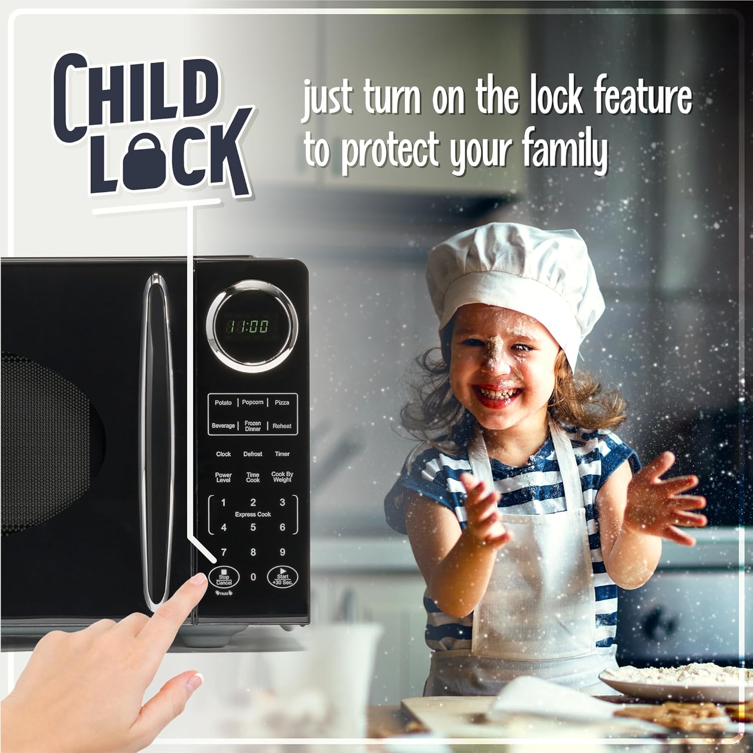 Nostalgia Retro Compact Countertop Microwave Oven - 0.7 Cu. Ft. - 700-Watts with LED Digital Display - Child Lock - Easy Clean Interior - Aqua