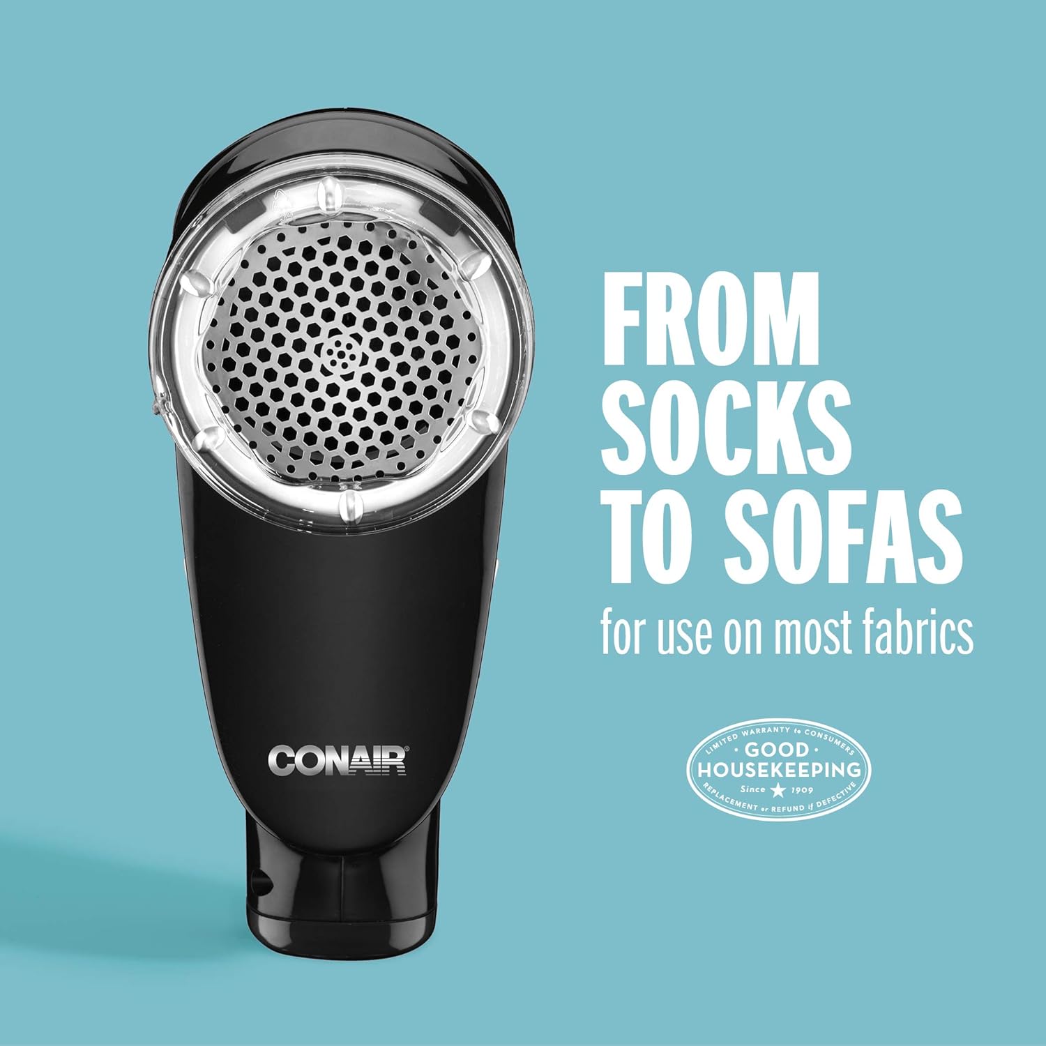 Conair Fabric Shaver and Lint Remover, Battery Operated Portable Fabric Shaver, White