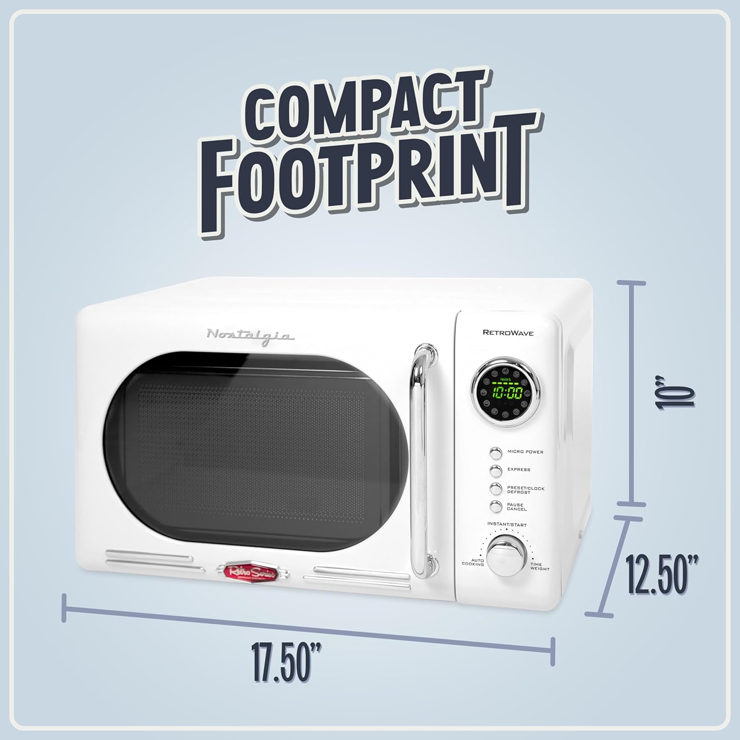 Nostalgia Retro Compact Countertop Microwave Oven - 0.7 Cu. Ft. - 700-Watts with LED Digital Display - Child Lock - Easy Clean Interior - Aqua