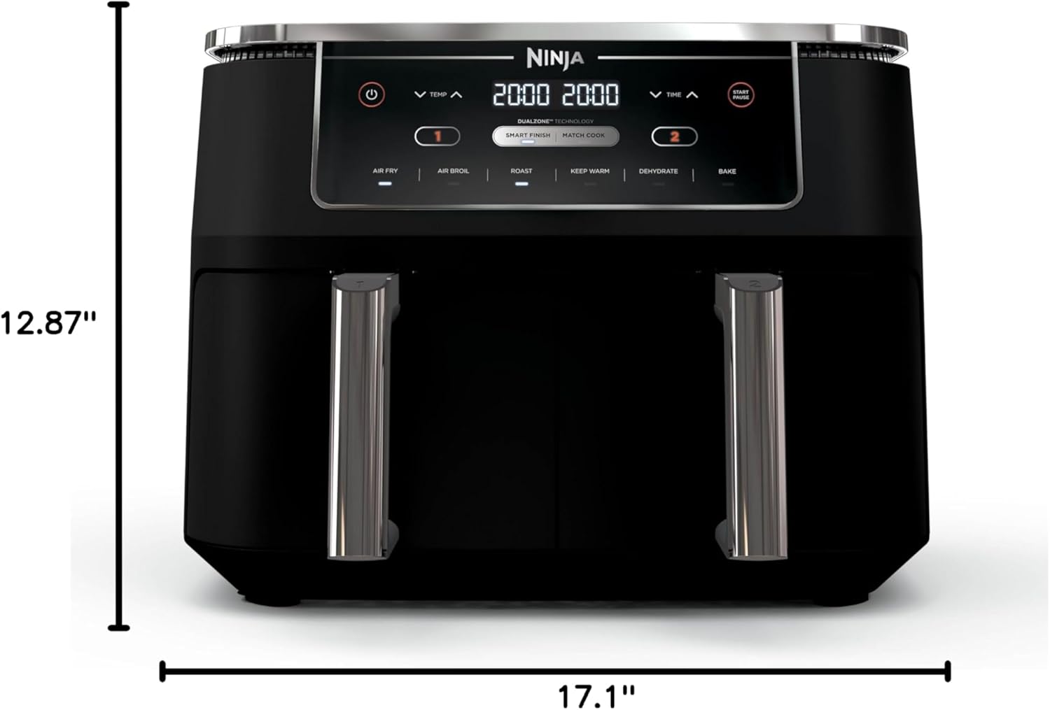 Ninja Air Fryer, Thermometer, Roast, Bake, Air Fry, Crisps, Broil, Reheats, Keep Warm, 10-in-1, Fries, Frozen Food, Veggies, and Meat, Quick Meals, Healthy Meals, Less Oil