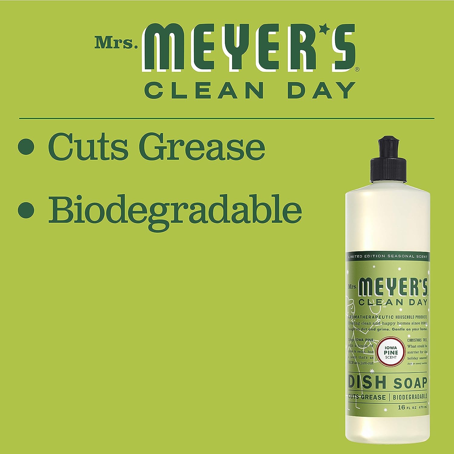 Mrs. Meyer's Liquid Dish Soap, Biodegradable Formula, Lemon Verbena, 16 Fl. Oz - Pack Of 3