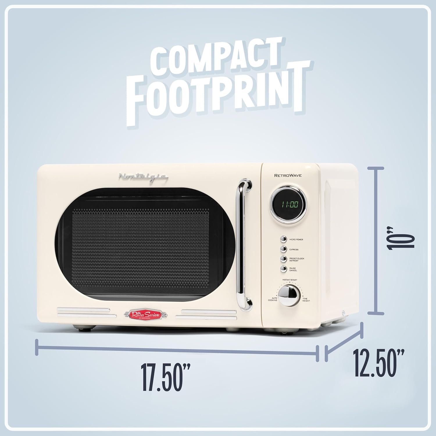 Nostalgia Retro Compact Countertop Microwave Oven - 0.7 Cu. Ft. - 700-Watts with LED Digital Display - Child Lock - Easy Clean Interior - Aqua