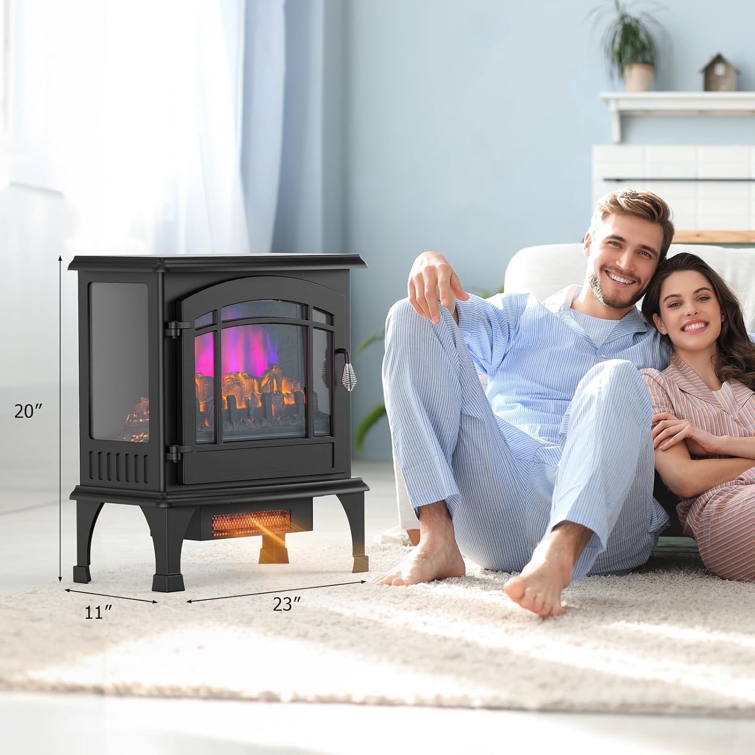 ROVSUN 1500W Electric Fireplace Stove, 22.4