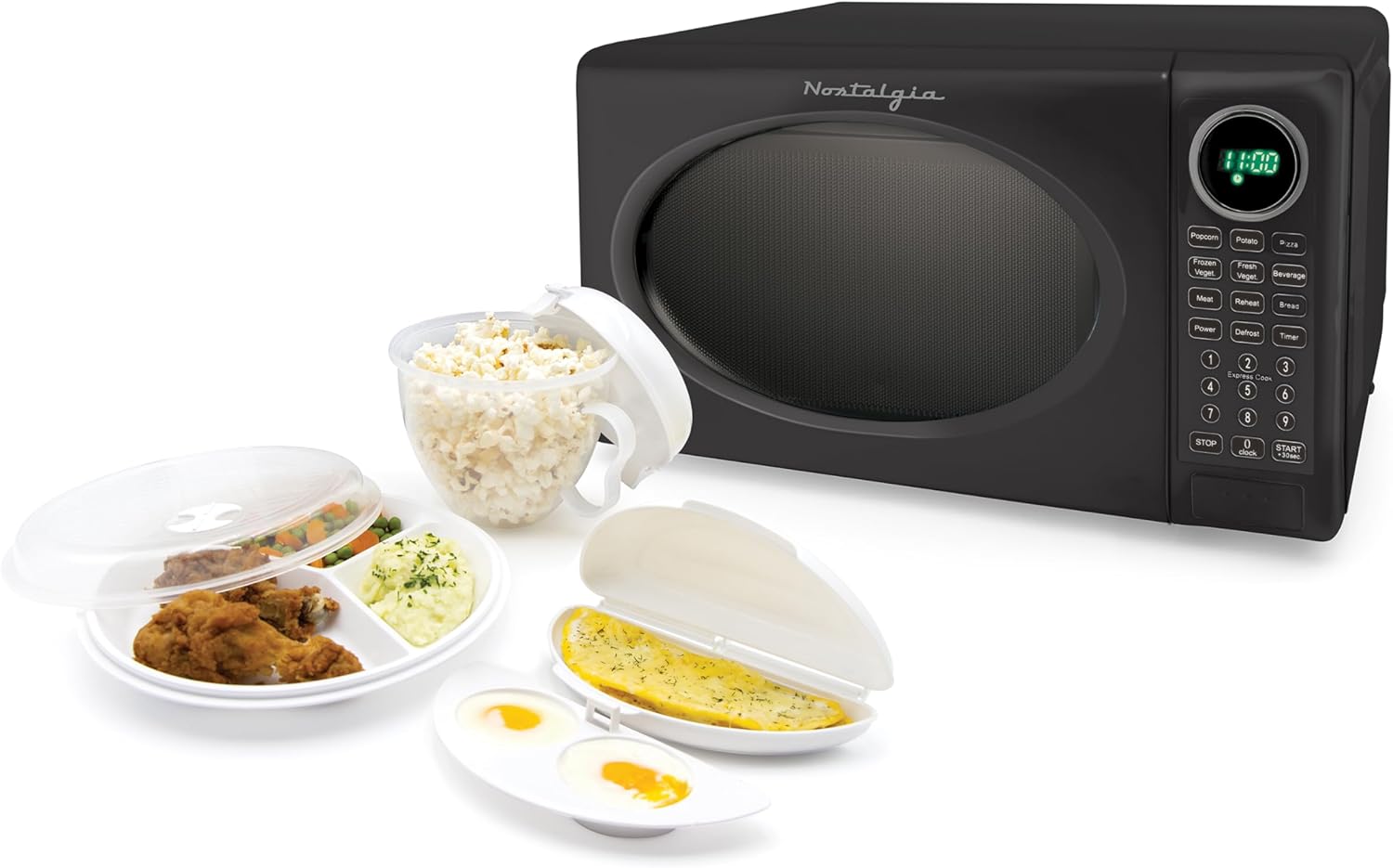 Nostalgia Retro Compact Countertop Microwave Oven - 0.7 Cu. Ft. - 700-Watts with LED Digital Display - Child Lock - Easy Clean Interior - Aqua