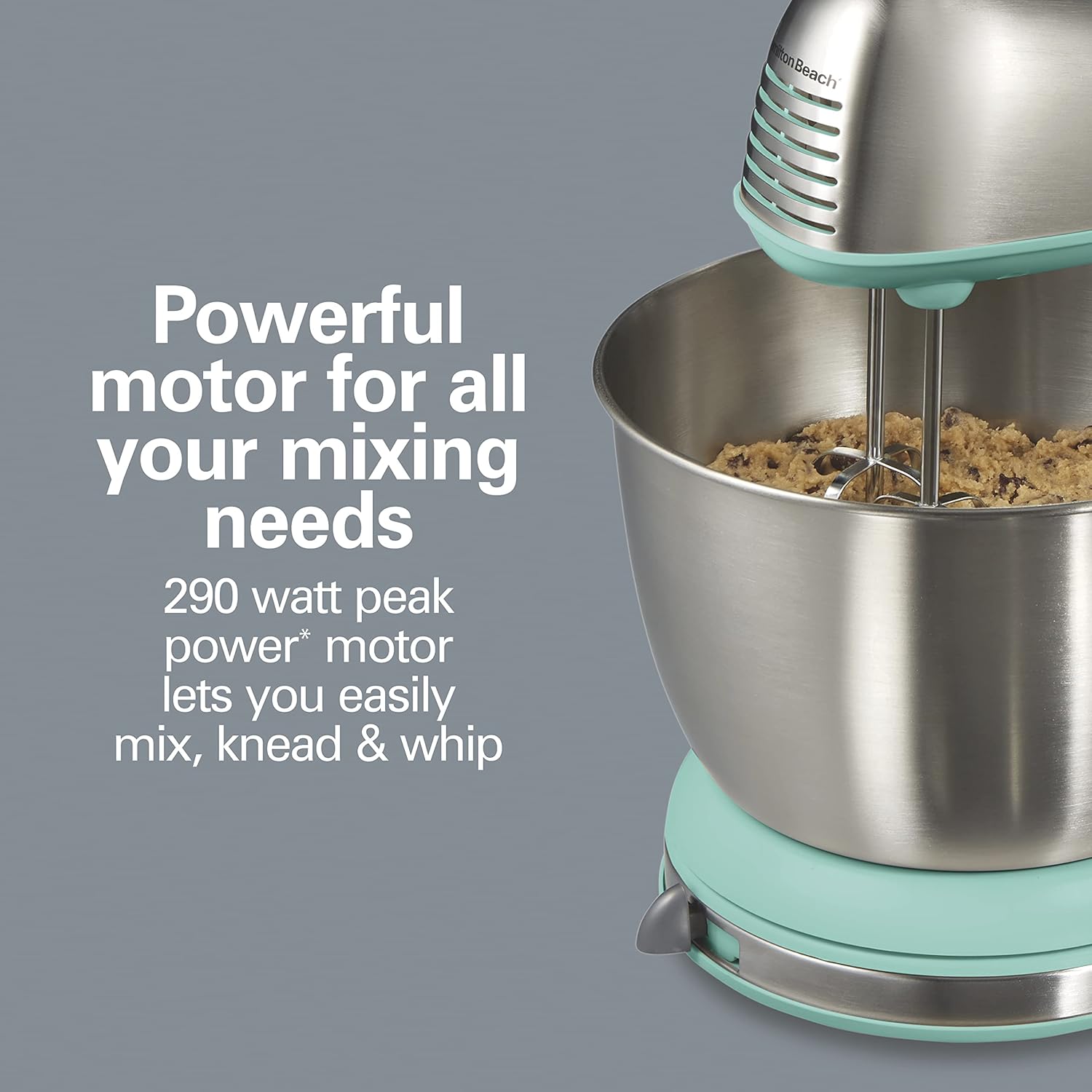 Hamilton Beach Classic Stand and Hand Mixer, 4 Quarts, 6 Speeds with QuickBurst, Bowl Rest, 290 Watts Peak Power, Black and Stainless