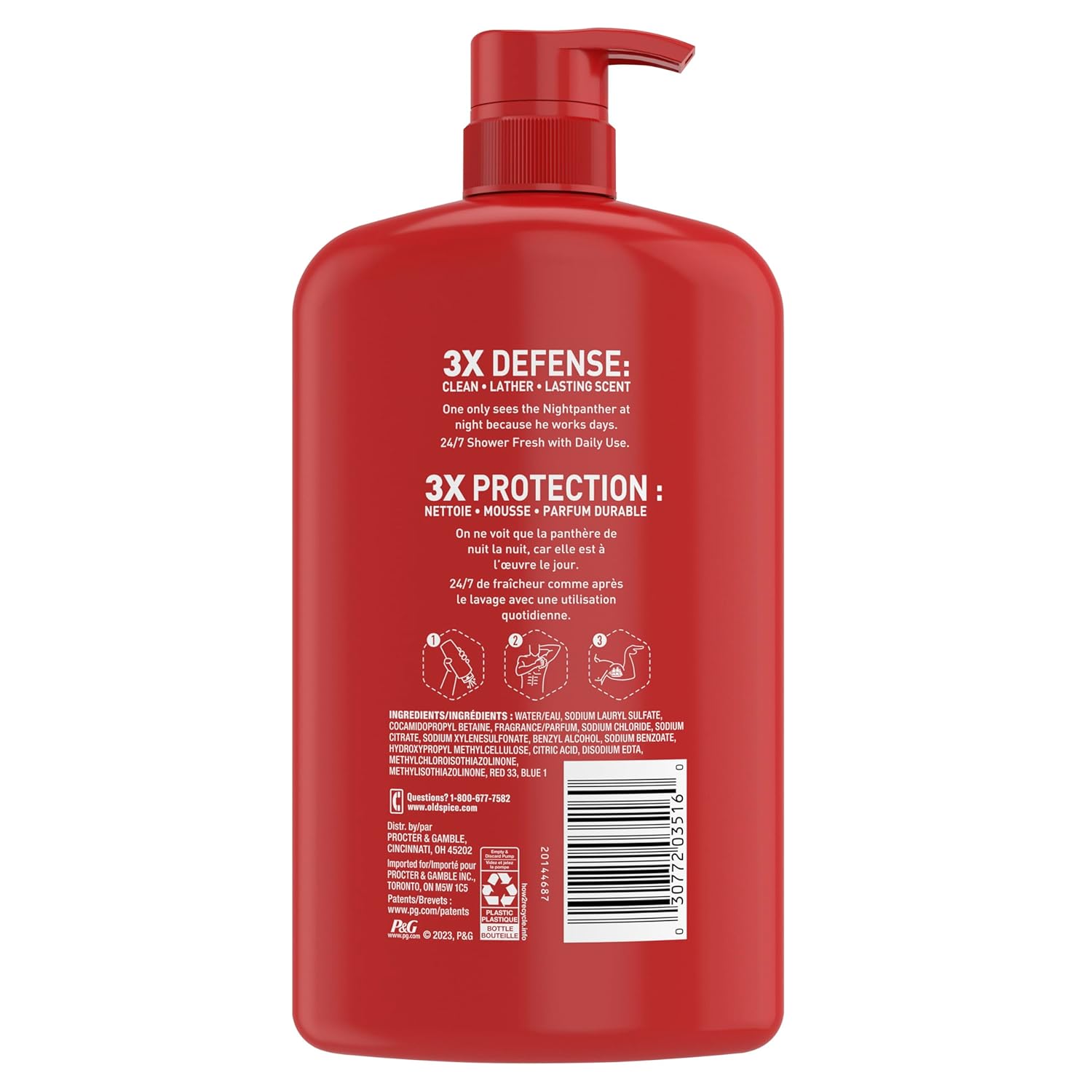 Old Spice Body Wash for Men, 24/7 Shower Fresh with Lasting Scent, Red Collection, Swagger with Cedarwood Scent, 24 fl oz (Pack of 2)