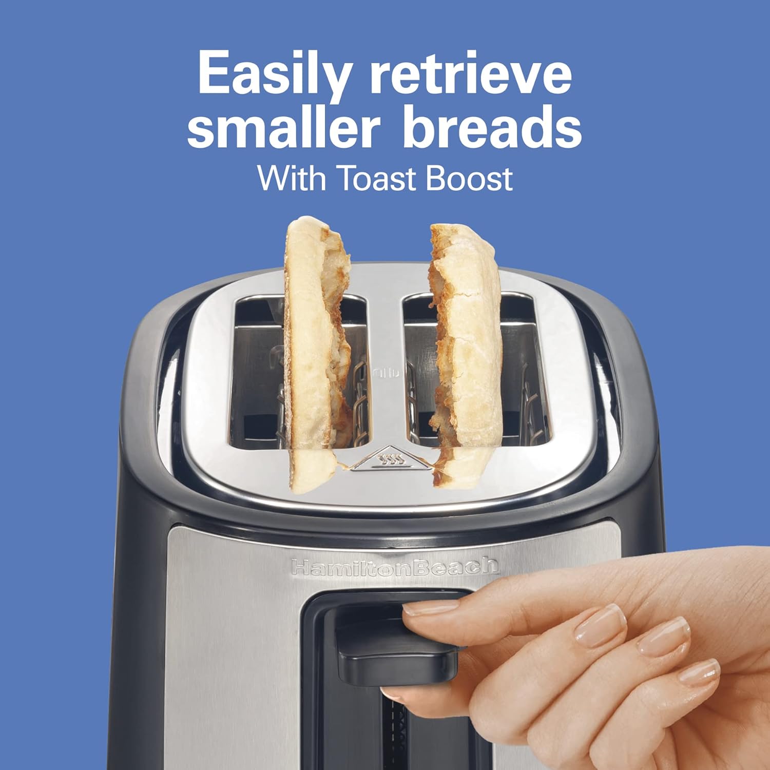 Hamilton Beach 2 Slice Extra Wide Slot Toaster with Bagel & Defrost Settings, Shade Selector, Toast Boost, Auto Shutoff, Black & Stainless Steel (22633)