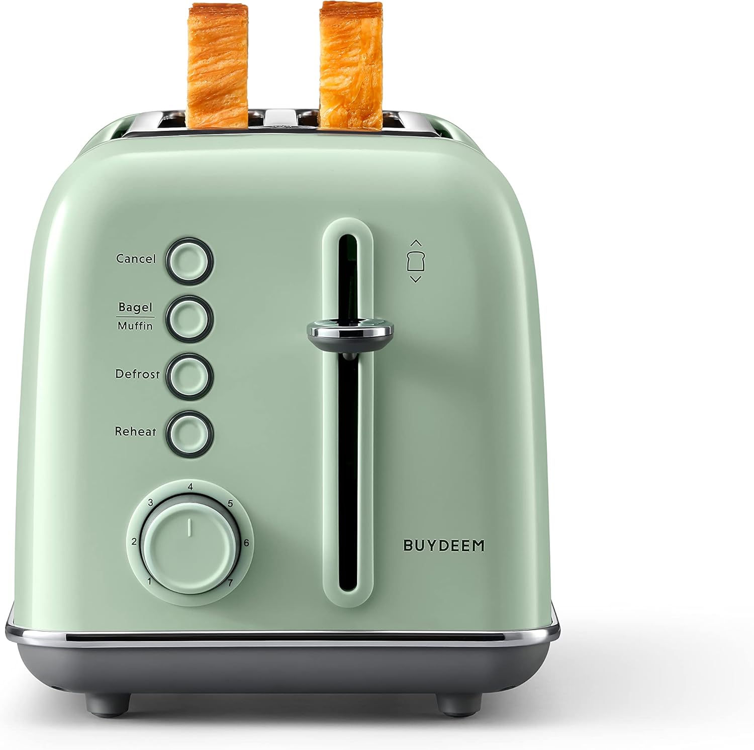 BUYDEEM DT620 2-Slice Toaster, Extra Wide Slots, Retro Stainless Steel with High Lift Lever, Bagel and Muffin Function, Removal Crumb Tray, 7-Shade Settings,Stainless Steel