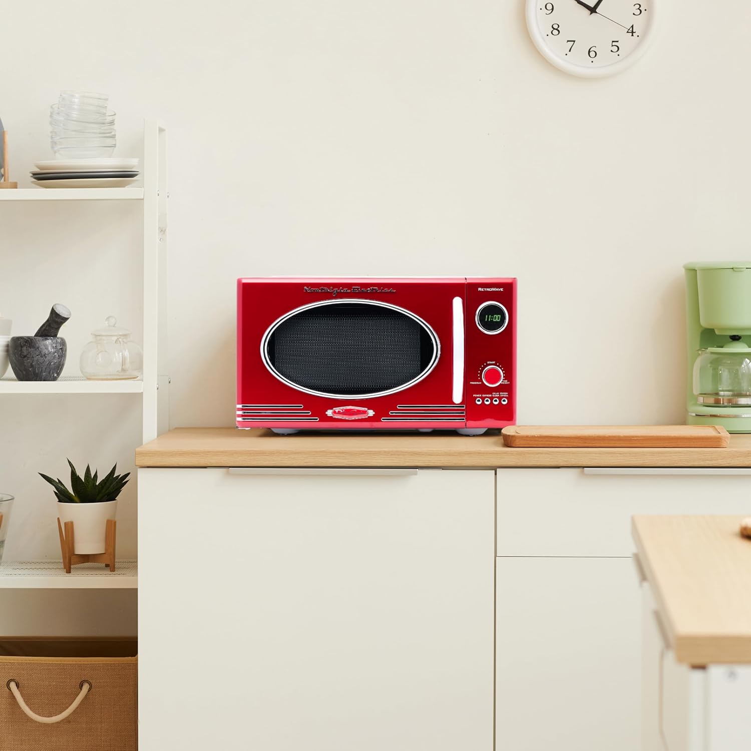 Nostalgia Retro Compact Countertop Microwave Oven - 0.7 Cu. Ft. - 700-Watts with LED Digital Display - Child Lock - Easy Clean Interior - Aqua