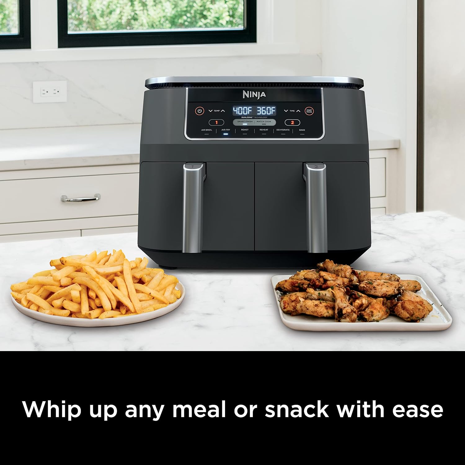Ninja Air Fryer, Thermometer, Roast, Bake, Air Fry, Crisps, Broil, Reheats, Keep Warm, 10-in-1, Fries, Frozen Food, Veggies, and Meat, Quick Meals, Healthy Meals, Less Oil