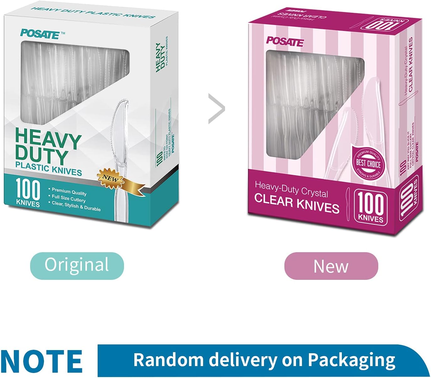 POSATE Heavy Weight Plastic Forks, Clear Disposable, 100 Count